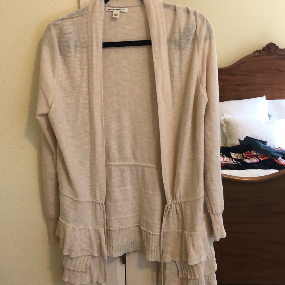 Banana Republic Frilled Cinch Sweater In Cream